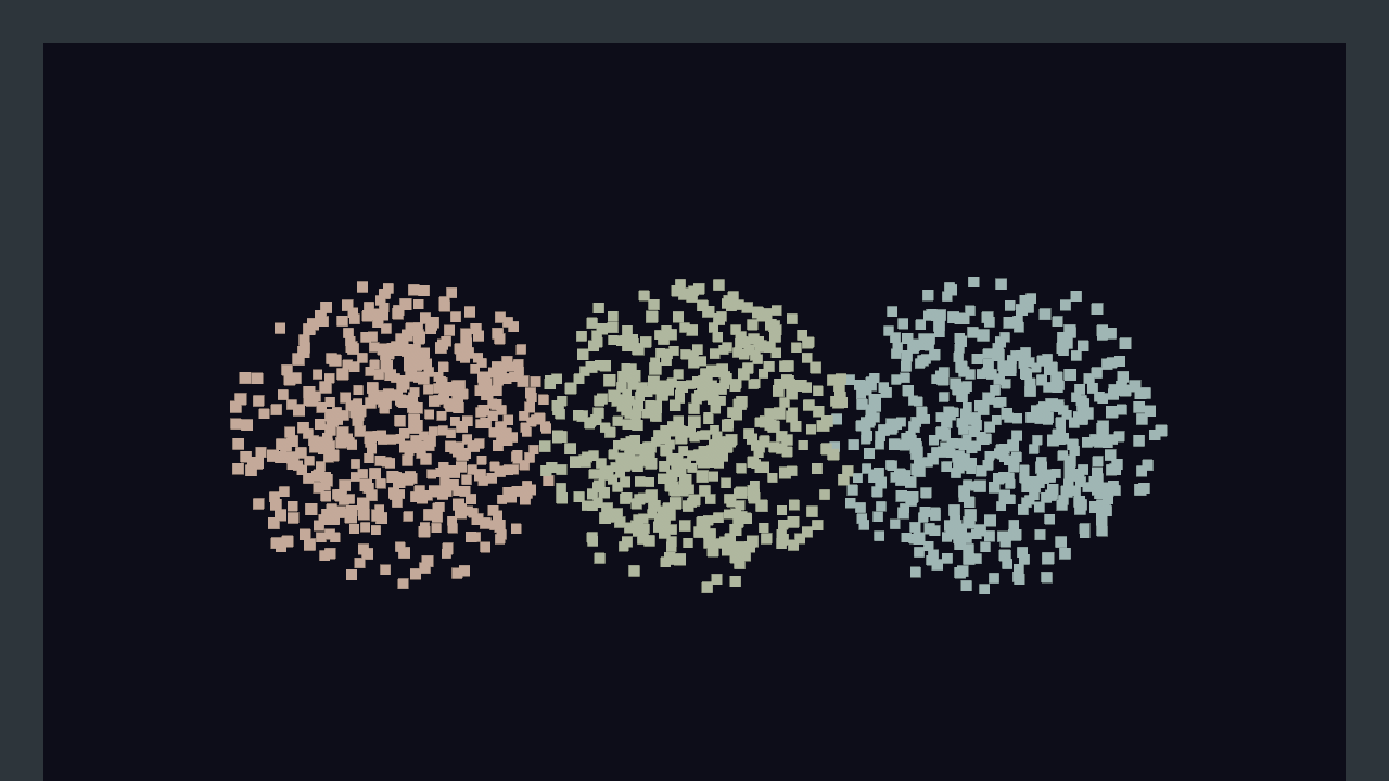 Rendered output of the Paint with particles sample (dark theme)